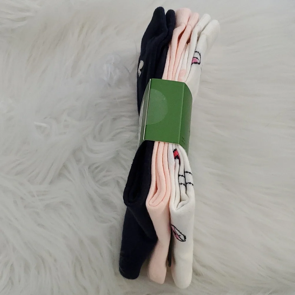 Kate Spade Crew Socks Set Of 3 NWT Size 4-10
